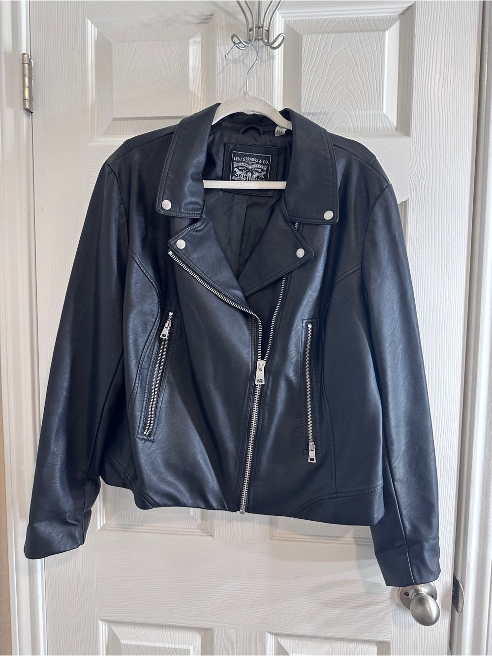 Levi’s Black Faux Leather Moto Biker Jacket Women’s XXL